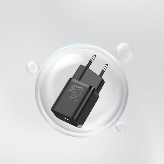 Baseus Φορτιστής με Θύρα USB-C και Καλώδιο Lightning 20W Power Delivery Λευκός (Super Si 1C)