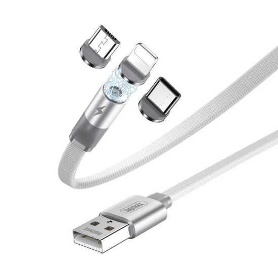 REMAX Flag Series magnetic USB cable + plug set kit Lightning / USB Type C / micro USB 2.1A 1m (RC-