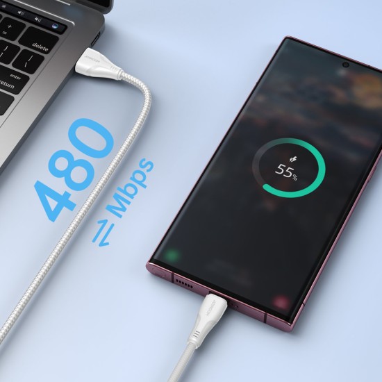 Joyroom S-UC027A11 Braided USB 2.0 Cable USB-C male - USB-A male Λευκό 0.25m