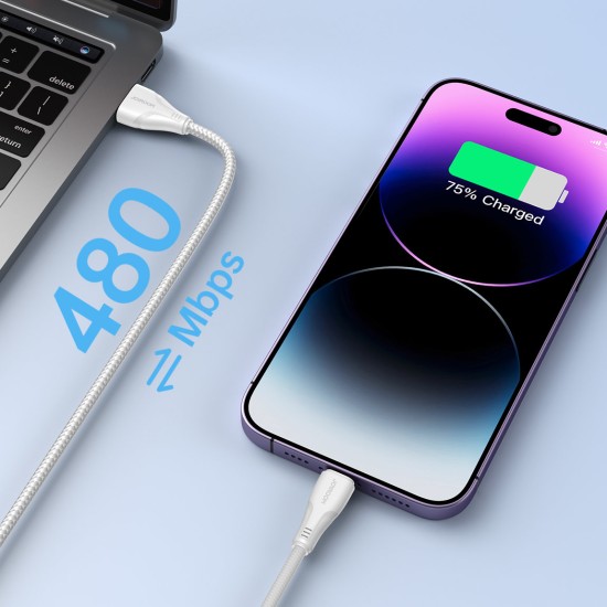 Joyroom S-CL020A11 Braided USB-C to Lightning Cable 20W Λευκό 0.25m