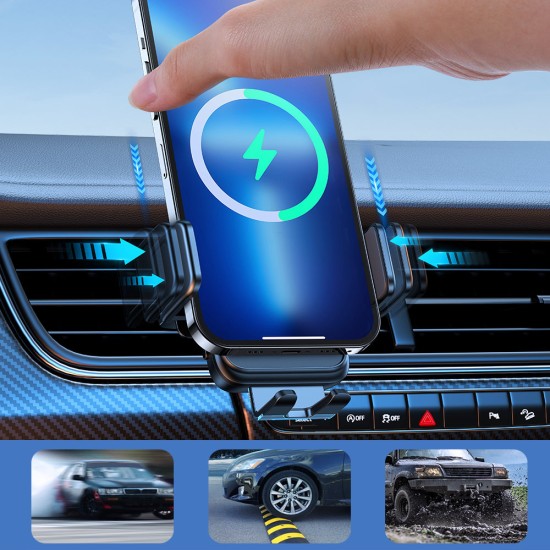 Joyroom Automatic Car Holder 15W Qi Induction Charger for Air Vent Grille Μαύρο JR-ZS298