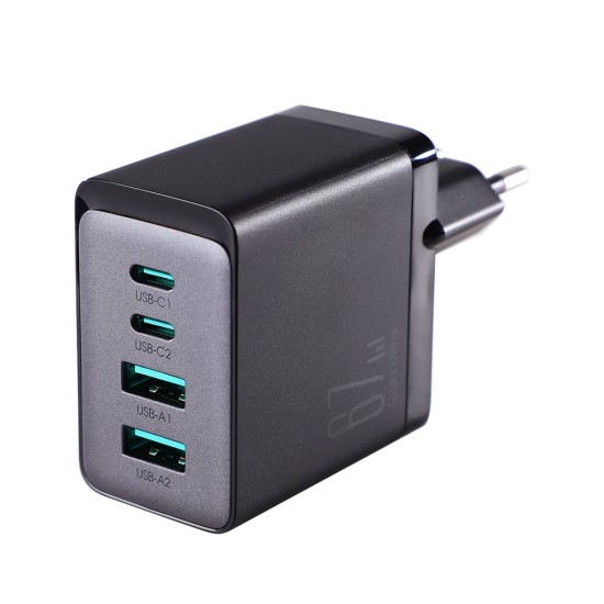 Joyroom charger GaN 67W 4 ports (2x USB, 2x USB C) black (TCG02) + cable USB C - USB C 100W Joyroom charger GaN 67W 4 ports (2x USB, 2x USB C) black (TCG02) + cable USB C - USB C 100W