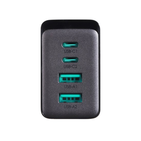 Joyroom charger GaN 67W 4 ports (2x USB, 2x USB C) black (TCG02) + cable USB C - USB C 100W Joyroom charger GaN 67W 4 ports (2x USB, 2x USB C) black (TCG02) + cable USB C - USB C 100W