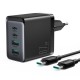 Joyroom charger GaN 67W 4 ports (2x USB, 2x USB C) black (TCG02) + cable USB C - USB C 100W Joyroom charger GaN 67W 4 ports (2x USB, 2x USB C) black (TCG02) + cable USB C - USB C 100W