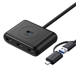 Ugreen USB 3.0 HUB 4x USB with USB Type C port 1m black (CR113 40850) Μαύρο Ugreen USB 3.0 HUB 4x USB with USB Type C port 1m black (CR113 40850) Μαύρο