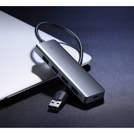 Ugreen USB HUB splitter - 4x USB 3.2 Gen 1 with micro USB power port gray (CM219 50985)