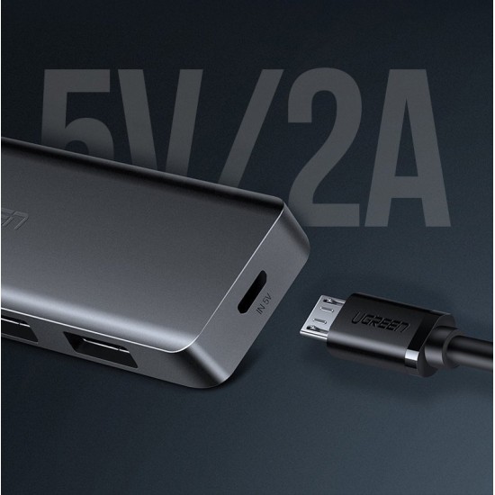 Ugreen USB HUB splitter - 4x USB 3.2 Gen 1 with micro USB power port gray (CM219 50985)