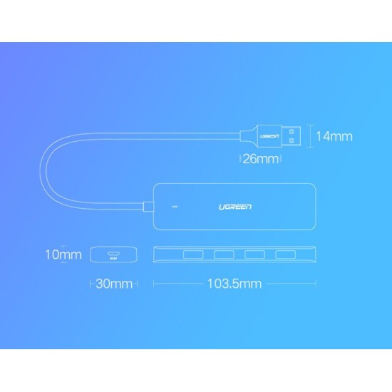 Ugreen USB HUB splitter - 4x USB 3.2 Gen 1 with micro USB power port gray (CM219 50985)