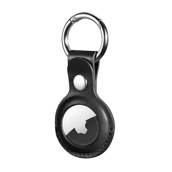 Θήκη iCarer Leather Nappa από γνήσιο δέρμα για AirTag μαύρο (WMAT01-BK)