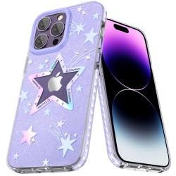 Kingxbar Heart Star Series case for iPhone 14 Pro Max purple star case