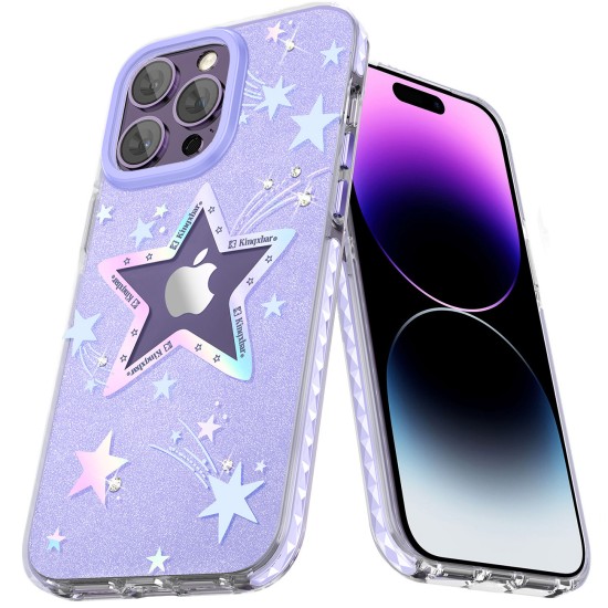 Kingxbar Heart Star Series case for iPhone 14 Pro Max purple star case
