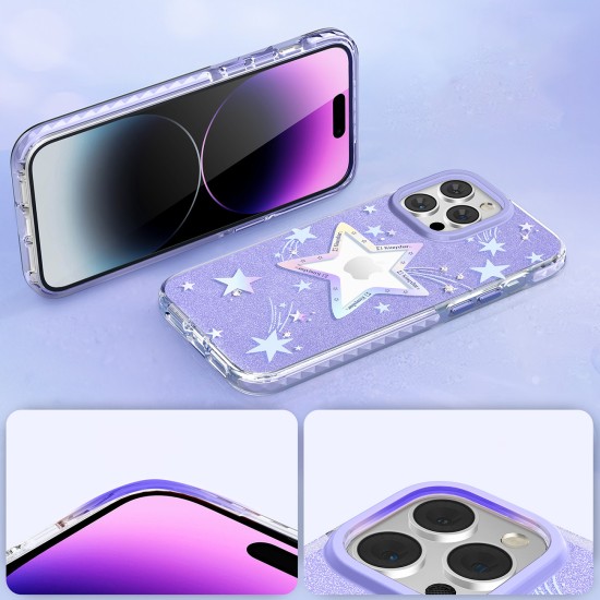 Kingxbar Heart Star Series case for iPhone 14 Pro Max purple star case