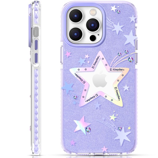 Kingxbar Heart Star Series case for iPhone 14 Pro Max purple star case