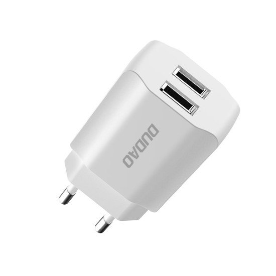 Dudao EU wall charger 2x USB 5V / 2.4A (A2EU white) λευκό