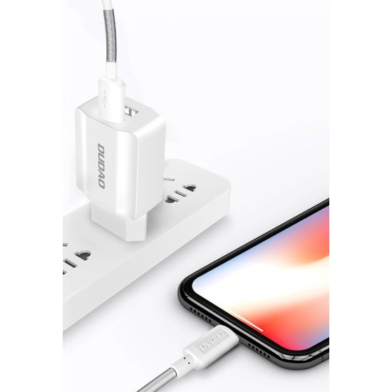 Dudao EU wall charger 2x USB 5V / 2.4A (A2EU white) λευκό