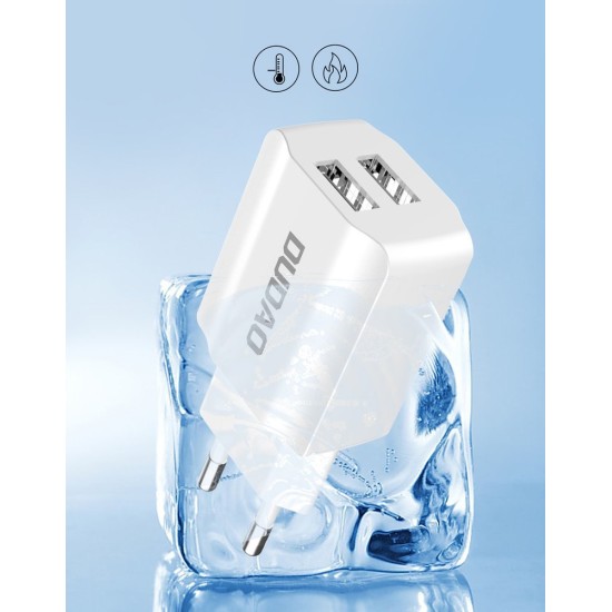 Dudao EU wall charger 2x USB 5V / 2.4A (A2EU white) λευκό