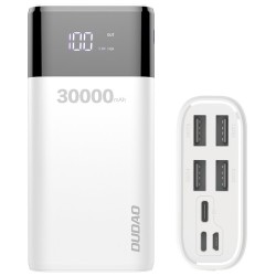 Dudao power bank 4x USB 30000mAh with LCD 4A (K8Max white) λευκό