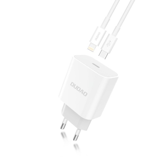 Dudao fast EU USB Type C Power Delivery 18W charger + cable USB Type C / Lightning cable 1m (A8EU +