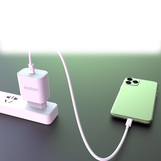 Dudao fast EU USB Type C Power Delivery 18W charger + cable USB Type C / Lightning cable 1m (A8EU +