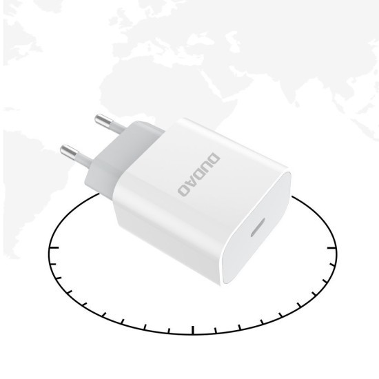 Dudao fast EU USB Type C Power Delivery 18W charger + cable USB Type C / Lightning cable 1m (A8EU +