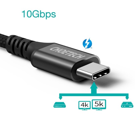 Choetech cable quick charge USB Type C - USB Type C 3.2 Gen 2 100W Power Delivery 2m μαύρο