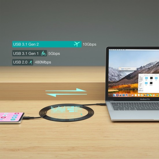 Choetech cable quick charge USB Type C - USB Type C 3.2 Gen 2 100W Power Delivery 2m μαύρο