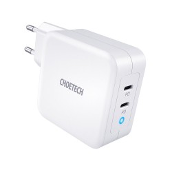 Choetech GaN fast charger 2x USB Type C Power Delivery 3.0 QuickCharge 3.0 AFC 100W EU white (PD600