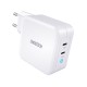 Choetech GaN fast charger 2x USB Type C Power Delivery 3.0 QuickCharge 3.0 AFC 100W EU white (PD600