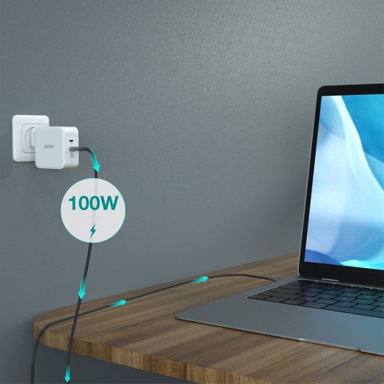 Choetech GaN fast charger 2x USB Type C Power Delivery 3.0 QuickCharge 3.0 AFC 100W EU white (PD600