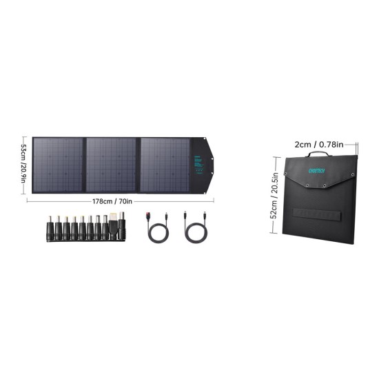 Choetech Solar 1 X Type Αναδιπλούμενος Ηλιακός Φορτιστής Φορητών Συσκευών 120W σύνδεση USB SC008