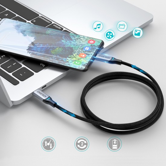 Choetech 2x USB Type C - USB Type C charging data cable Power Delivery 100W 5A 1,8m (MIX00073) Μαύρ