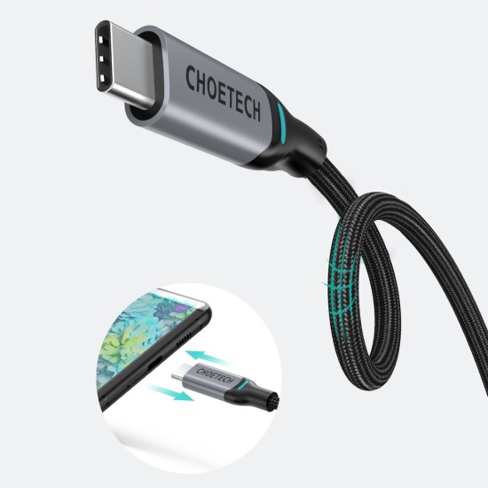 Choetech 2x USB Type C - USB Type C charging data cable Power Delivery 100W 5A 1,8m (MIX00073) Μαύρ