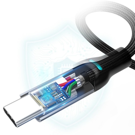 Choetech 2x USB Type C - USB Type C charging data cable Power Delivery 100W 5A 1,8m (MIX00073) Μαύρ