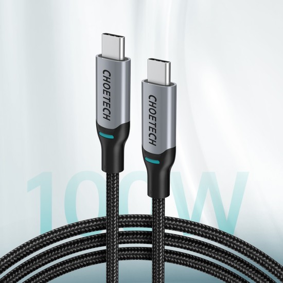 Choetech 2x USB Type C - USB Type C charging data cable Power Delivery 100W 5A 1,8m (MIX00073) Μαύρ