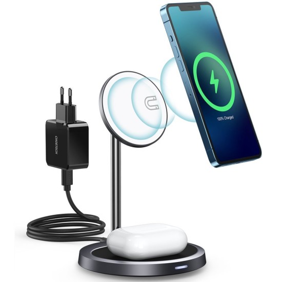 Choetech 2in1 Magnetic Holder Qi Wireless Charger for Magsafe 15W Gray + 20W AC Charger