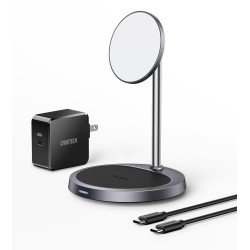 Choetech 2in1 Magnetic Holder Qi Wireless Charger for Magsafe 15W Gray + 20W AC Charger