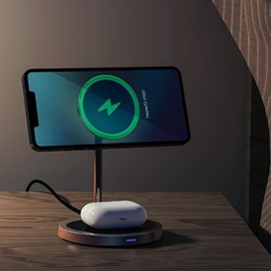 Choetech 2in1 Magnetic Holder Qi Wireless Charger for Magsafe 15W Gray + 20W AC Charger