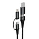 Dudao cable 4in1 microUSB cable - Lightning + USB Type C - USB gray Power Delivery 65W 1m Γκρι