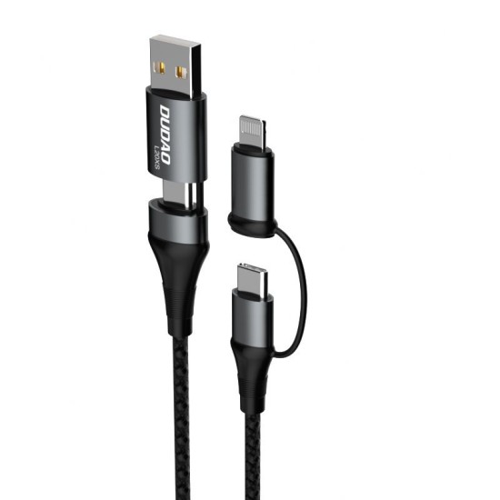 Dudao cable 4in1 microUSB cable - Lightning + USB Type C - USB gray Power Delivery 65W 1m Γκρι