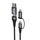 Dudao cable 4in1 microUSB cable - Lightning + USB Type C - USB gray Power Delivery 65W 1m Γκρι