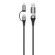 Dudao cable 4in1 microUSB cable - Lightning + USB Type C - USB gray Power Delivery 65W 1m Γκρι