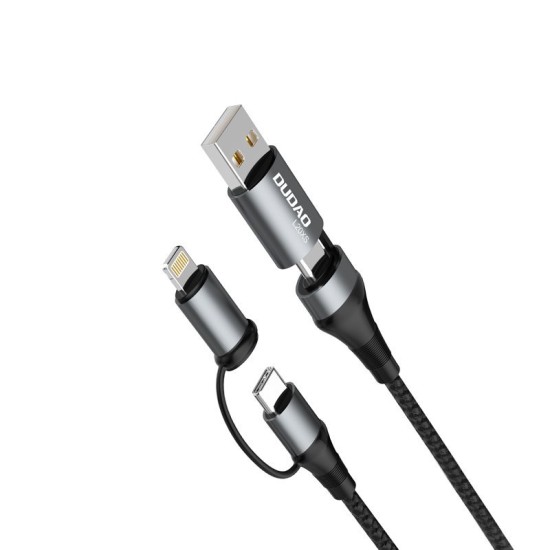 Dudao cable 4in1 microUSB cable - Lightning + USB Type C - USB gray Power Delivery 65W 1m Γκρι
