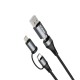 Dudao cable 4in1 microUSB cable - Lightning + USB Type C - USB gray Power Delivery 65W 1m Γκρι