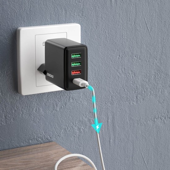Dudao fast charger 3x USB / 1x USB Type C 20W, PD, QC 3.0 Μαύρο A5H