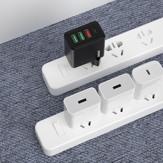 Dudao fast charger 3x USB / 1x USB Type C 20W, PD, QC 3.0 Μαύρο A5H