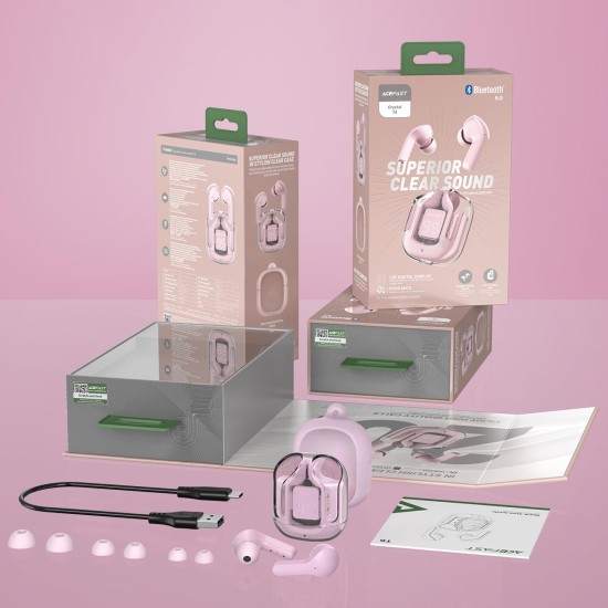 Acefast in -ear wireless headphones TWS Bluetooth pink T6