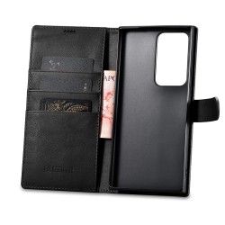 Samsung Galaxy S23 Ultra iCarer Haitang Leather Wallet Case in black