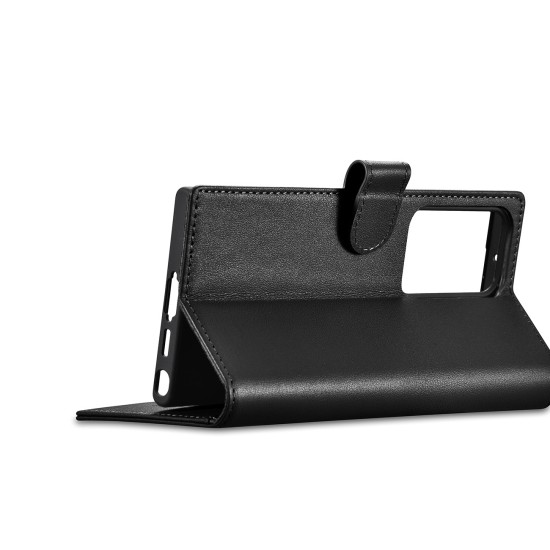 Samsung Galaxy S23 Ultra iCarer Haitang Leather Wallet Case in black