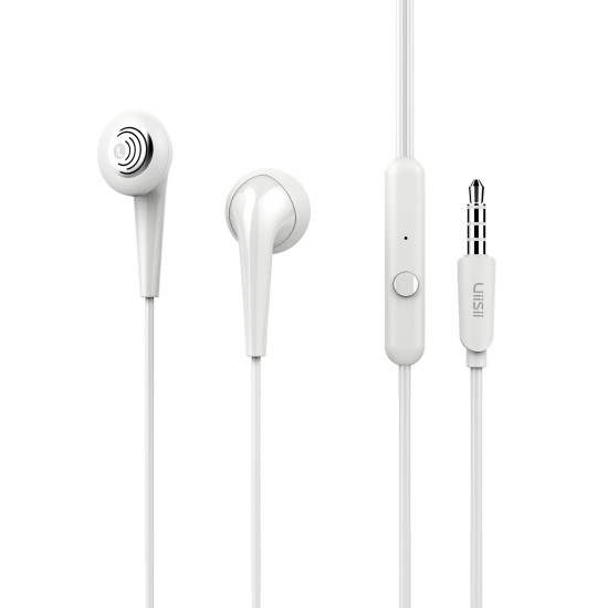 UiiSii Earphones U6, Hi-Res Audio, mic, 102db, 1.2m, λευκά