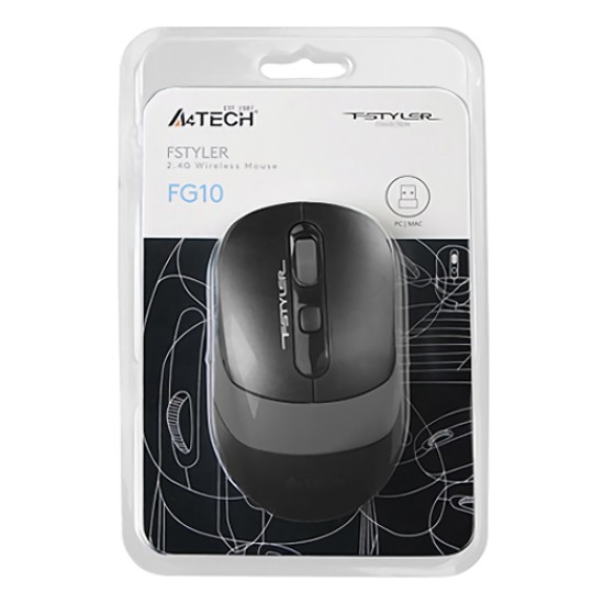 A4Tech ασύρματο ποντίκι FG10 Fstyler series, 2000DPI, 4 πλήκτρα, Μαύρο